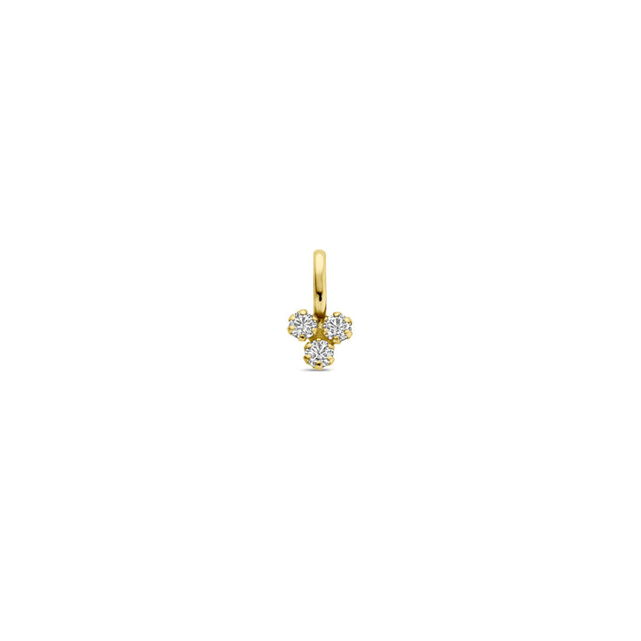 Een 9 mm 14K geelgouden hanger van Van der Kooij Collectie, met zirkonia in de vorm van Mickey Mouse’s hoofd-een charmant dames sieraad in geelgoud.
