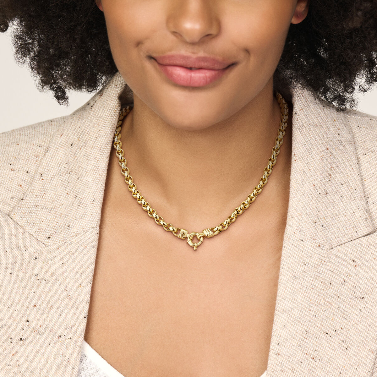 Jasseron-Halskette 7 mm 45 cm 14K Gelbgold