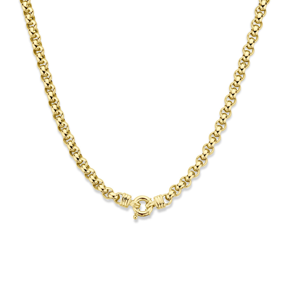 Collier aus 14K Gelbgold mit 7 mm breiten Jasseron-Gliedern und einem Karabinerverschluss