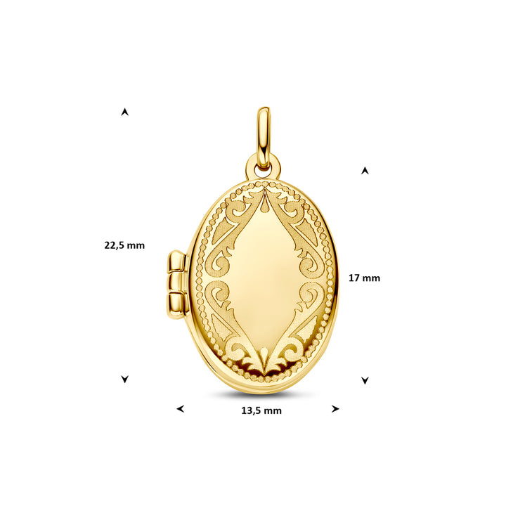 medaillon ovaal gravure 14K geelgoud