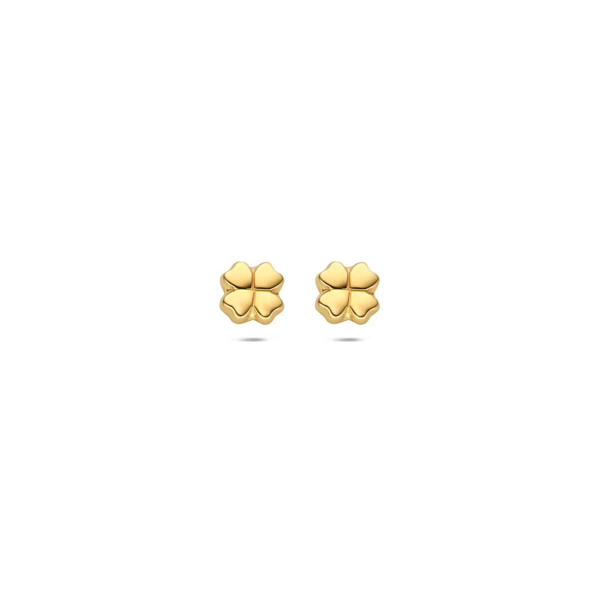 Ohrstecker aus 14K Gelbgold in Form eines vierblättrigen Kleeblatts mit mattem Finish