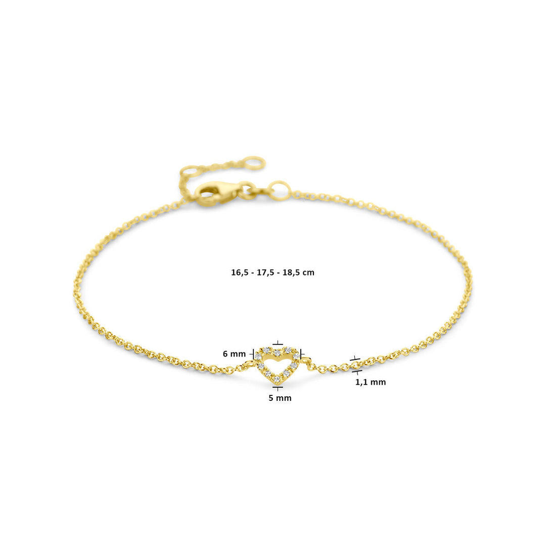 Goldarmband Damen Herz und Diamant 14K