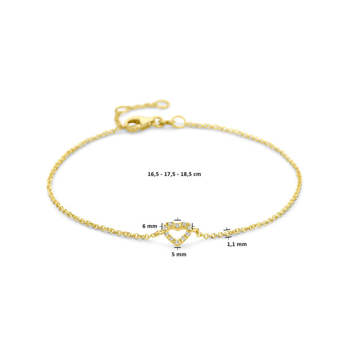 Goldarmband Damen Herz und Diamant 14K