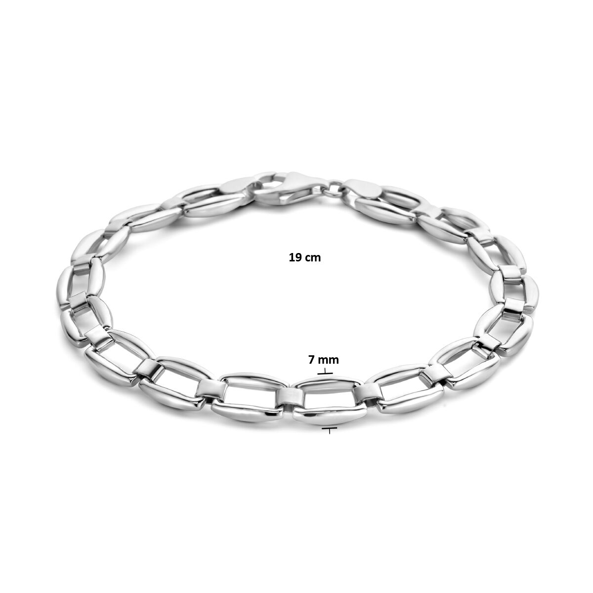 Armband 7,0 mm 19 cm Silber rhodiniert
