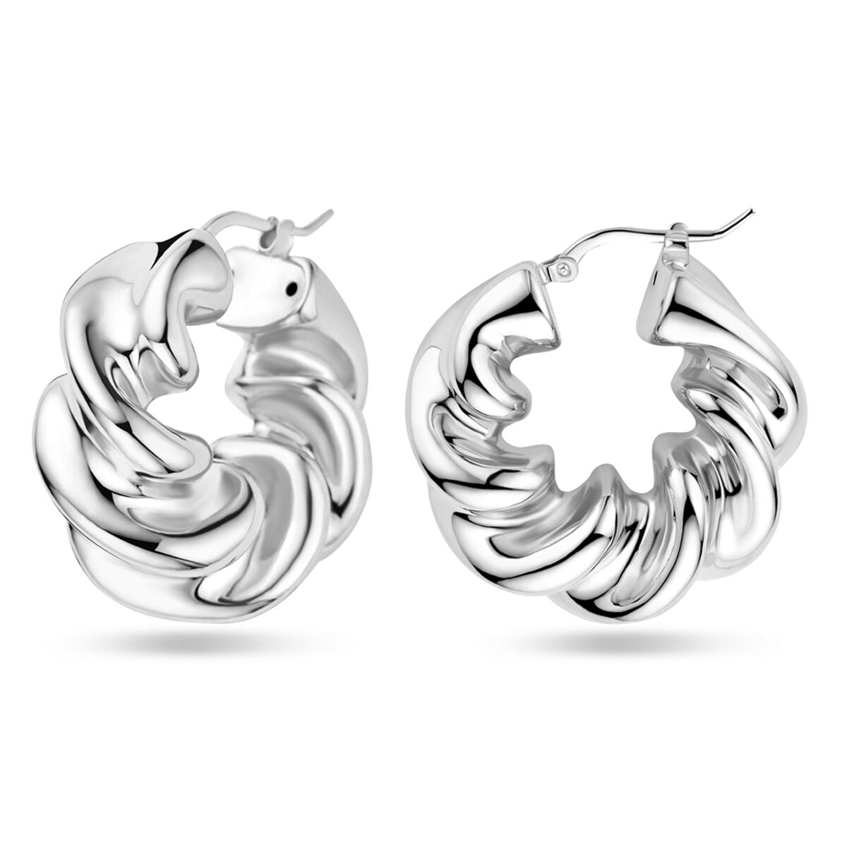 Ohrringe gedreht 30 mm Silber rhodiniert