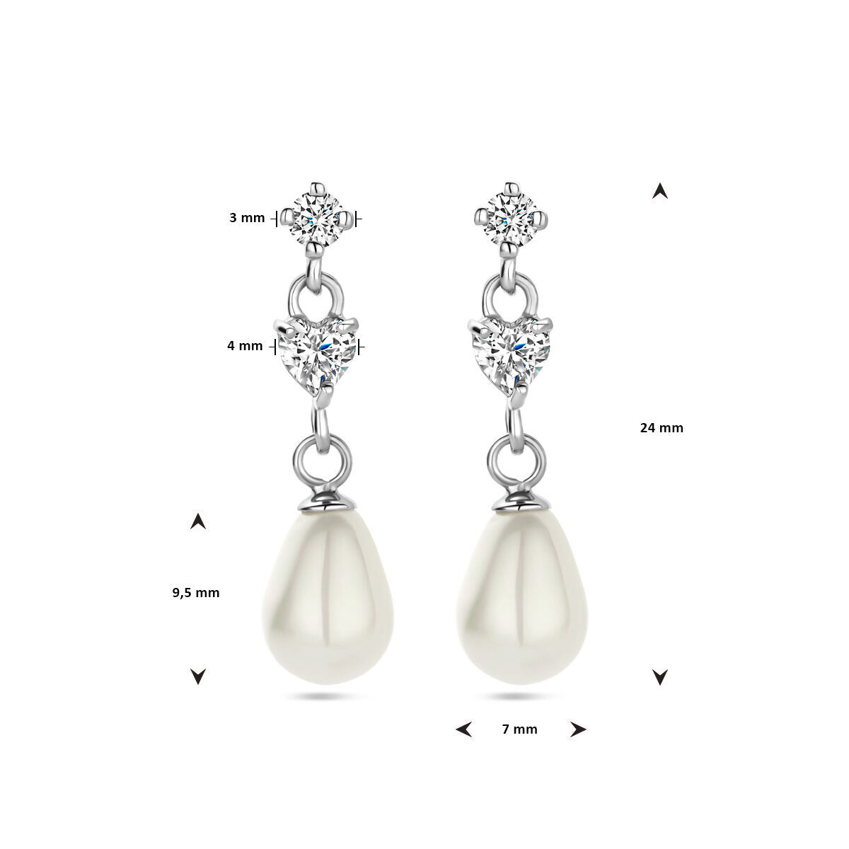 Ohrringe Perle Zirkonia Silber rhodiniert