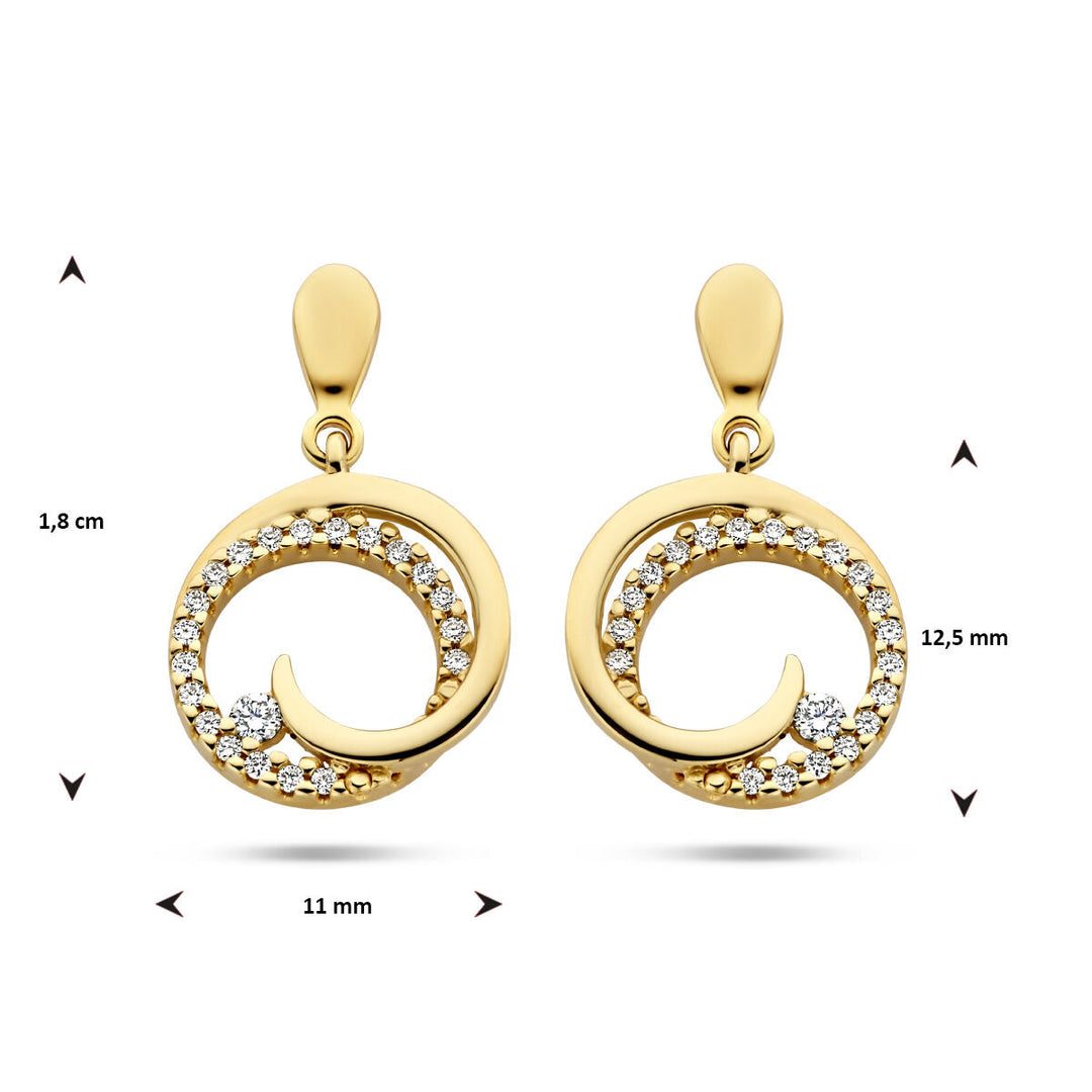 Ohrringe runder Diamant 0,14 ct (2x0,07 ct) H SI 14K Gelbgold