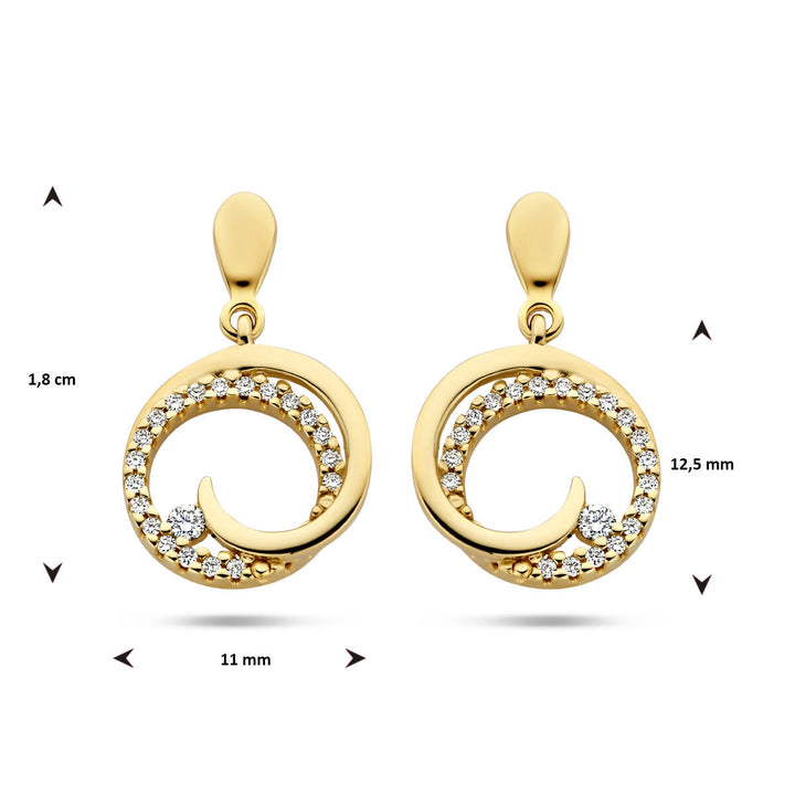 Ohrringe runder Diamant 0,14 ct (2x0,07 ct) H SI 14K Gelbgold