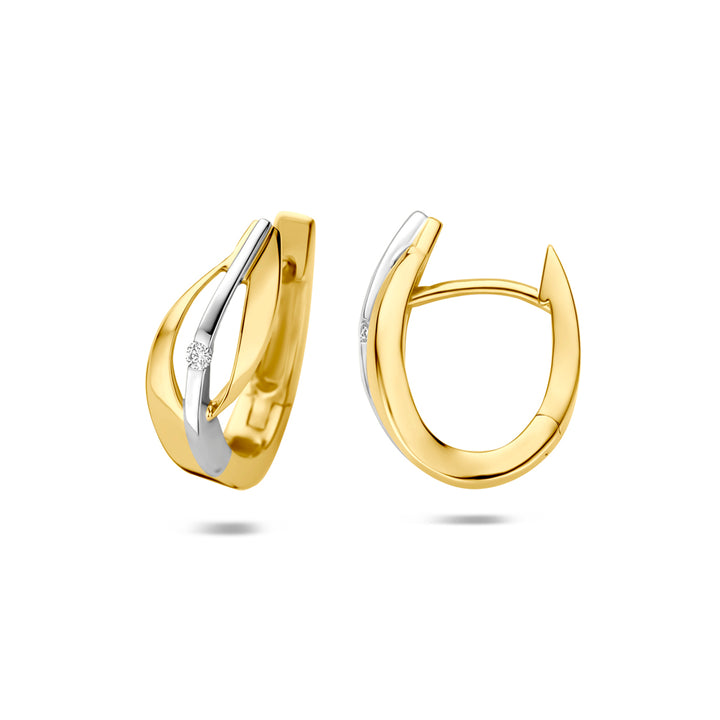 klapoorringen lab grown diamant 14K bicolor goud