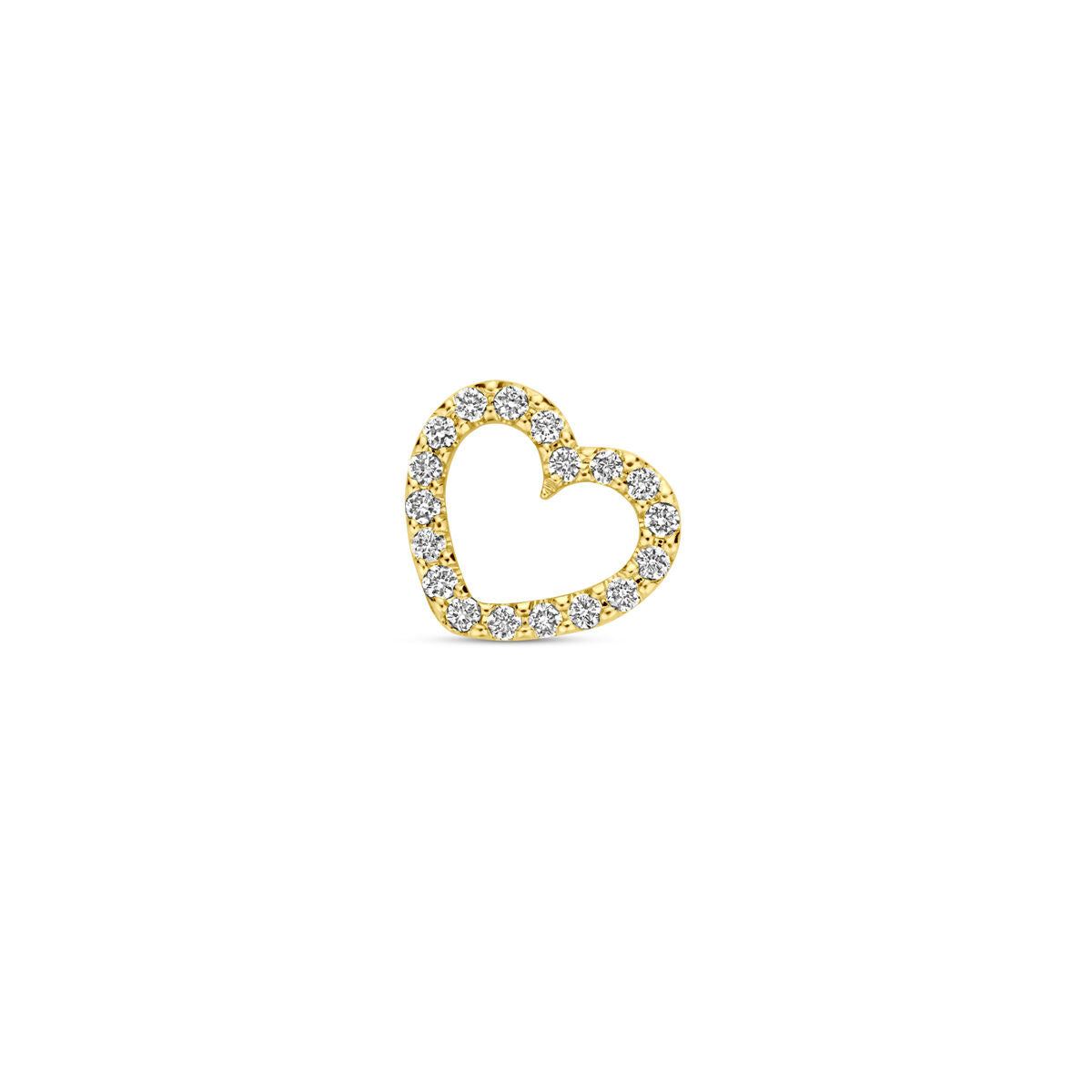 Hänger in Herzform aus 14K Gelbgold mit 0,05 ct H SI Diamanten, Durchmesser 6,5 mm