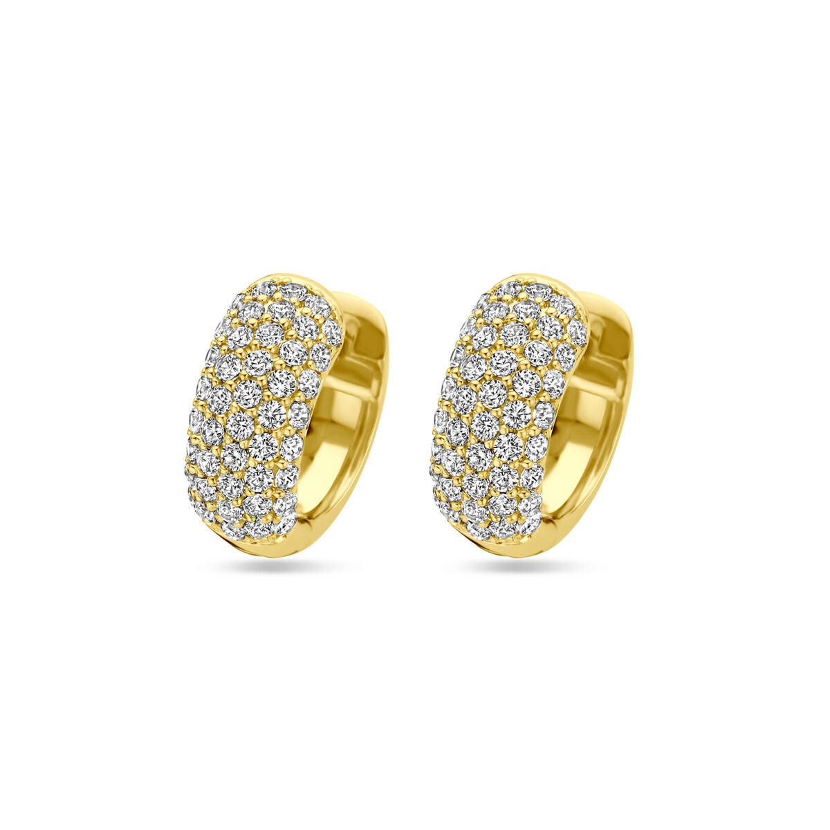 Klapp-Ohrringe aus vergoldetem Silber mit Zirkonia, 15,5 mm, ovaler Form und funkelndem Design