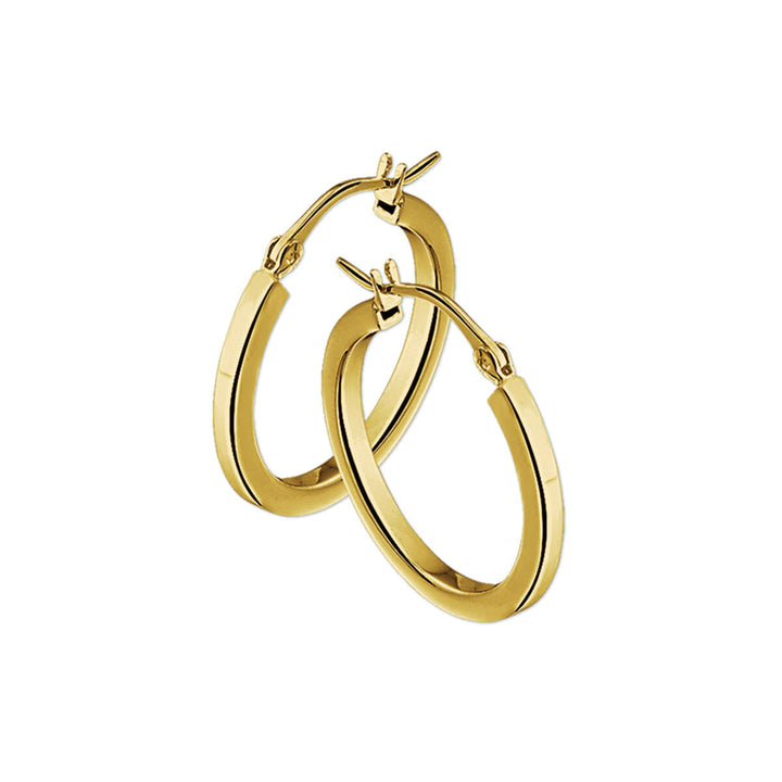 Klapp-Ohrringe aus 14K Gelbgold mit quadratischem Rohrdesign und einer Breite von 2,5 mm