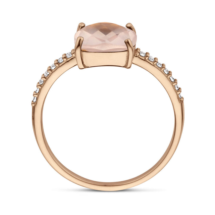 Ring Rosenquarz und Zirkonia 14K Roségold