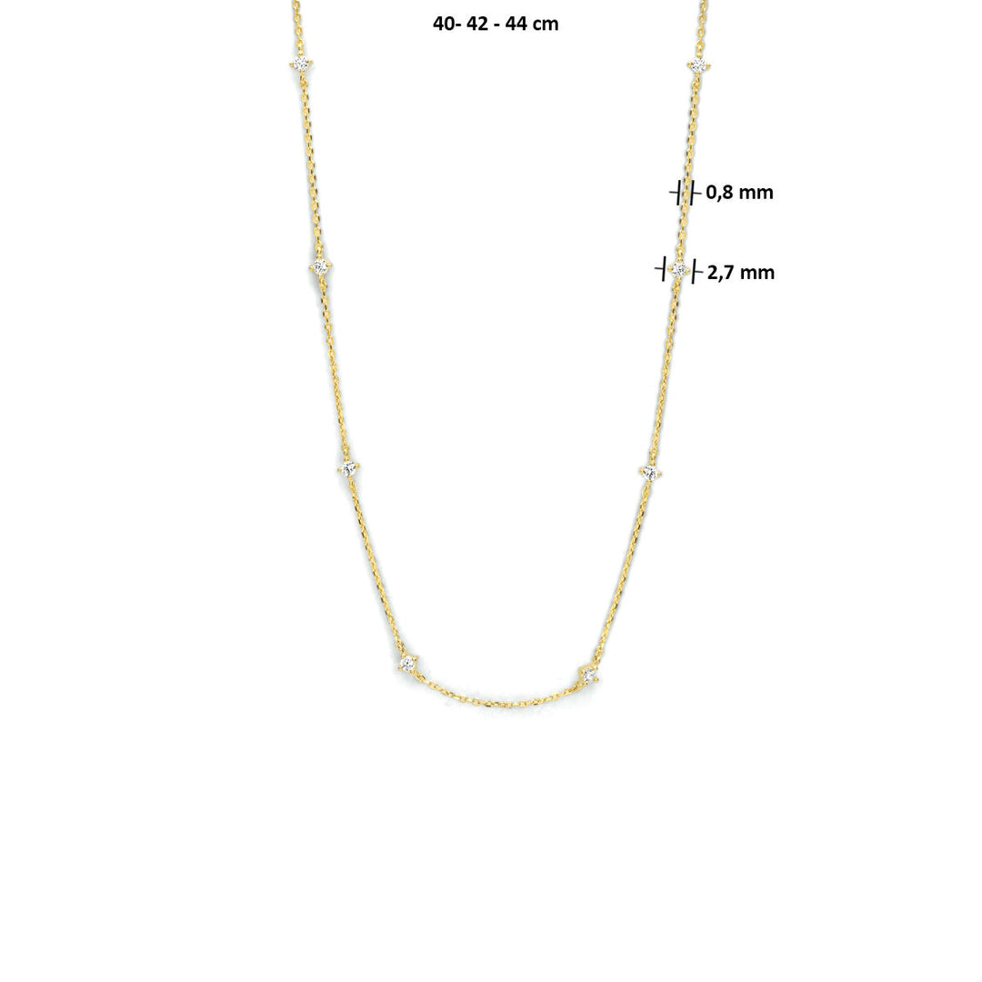 Zirkonia-Halskette 40 - 42 - 44 cm 14K Gelbgold