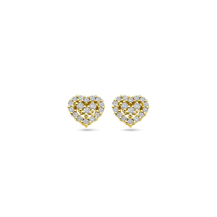 Ohrstecker Herz Diamant 0,16ct (2x 0,08ct) h si 14K Gelbgold