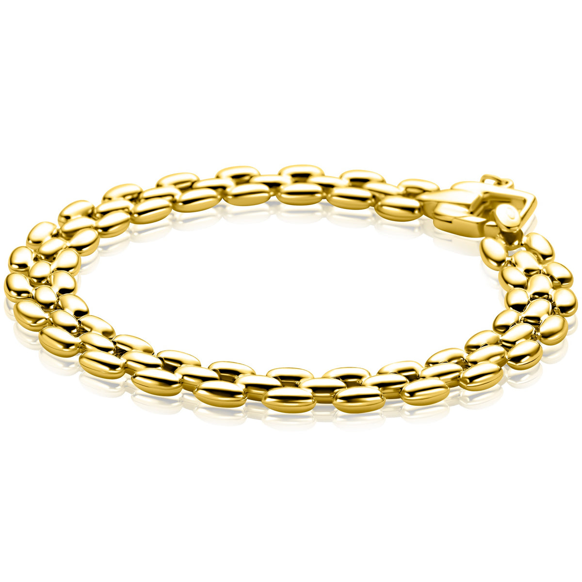 Armband aus vergoldetem Metall mit ovalen Gliedern und einem sicheren Verschluss