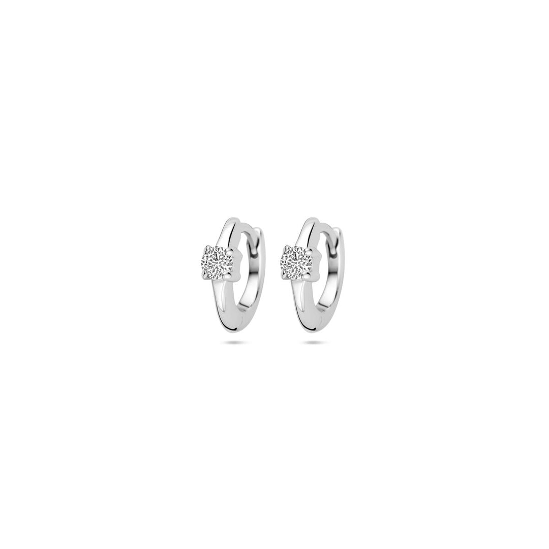 klapoorringen zirkonia 10 mm zilver gerhodineerd