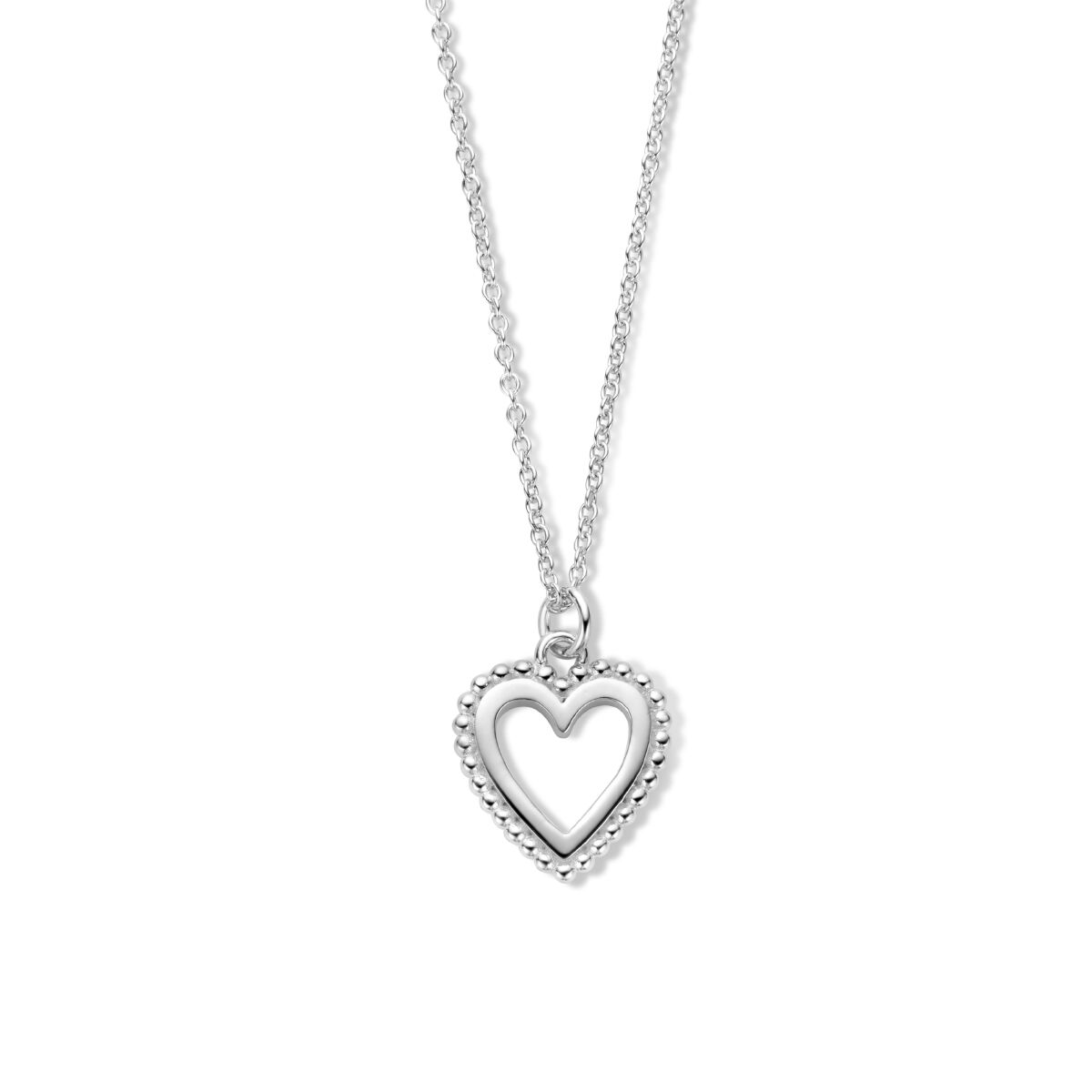Collier mit herzförmigem Anhänger aus rhodiniertem Silber und feiner Kette