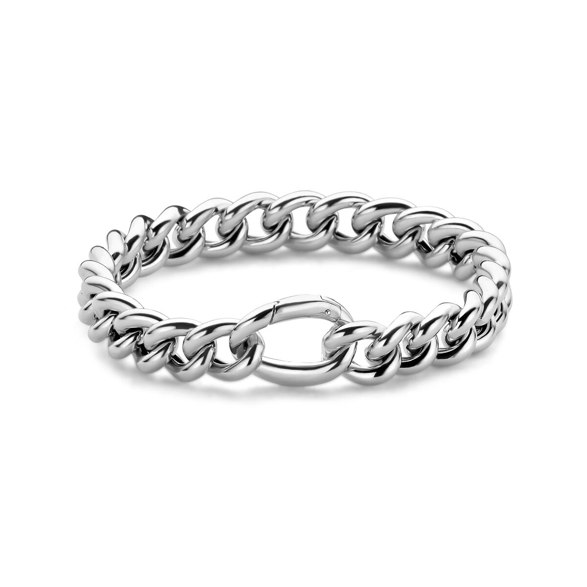 Armband aus rhodiniertem Silber mit 10,5 mm breiten Gourmette-Gliedern und 20 cm Länge