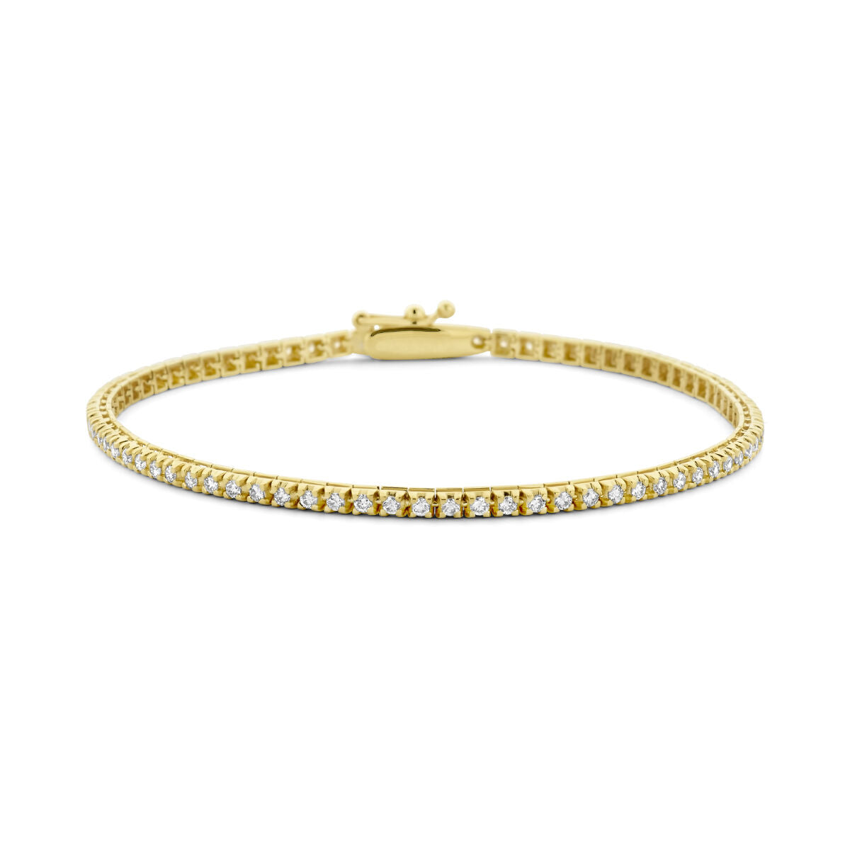 Tennisarmband aus 14K Gelbgold mit 1,00 ct lab-grown Diamanten, 2,0 mm breit, 17,5 cm lang