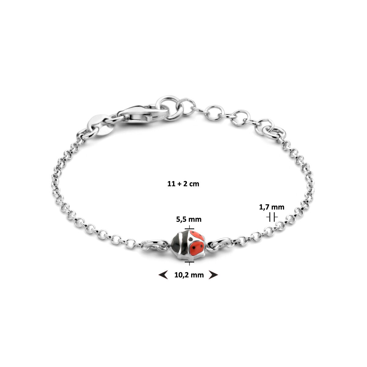Armband Marienkäfer 11 + 2 cm Silber rhodiniert