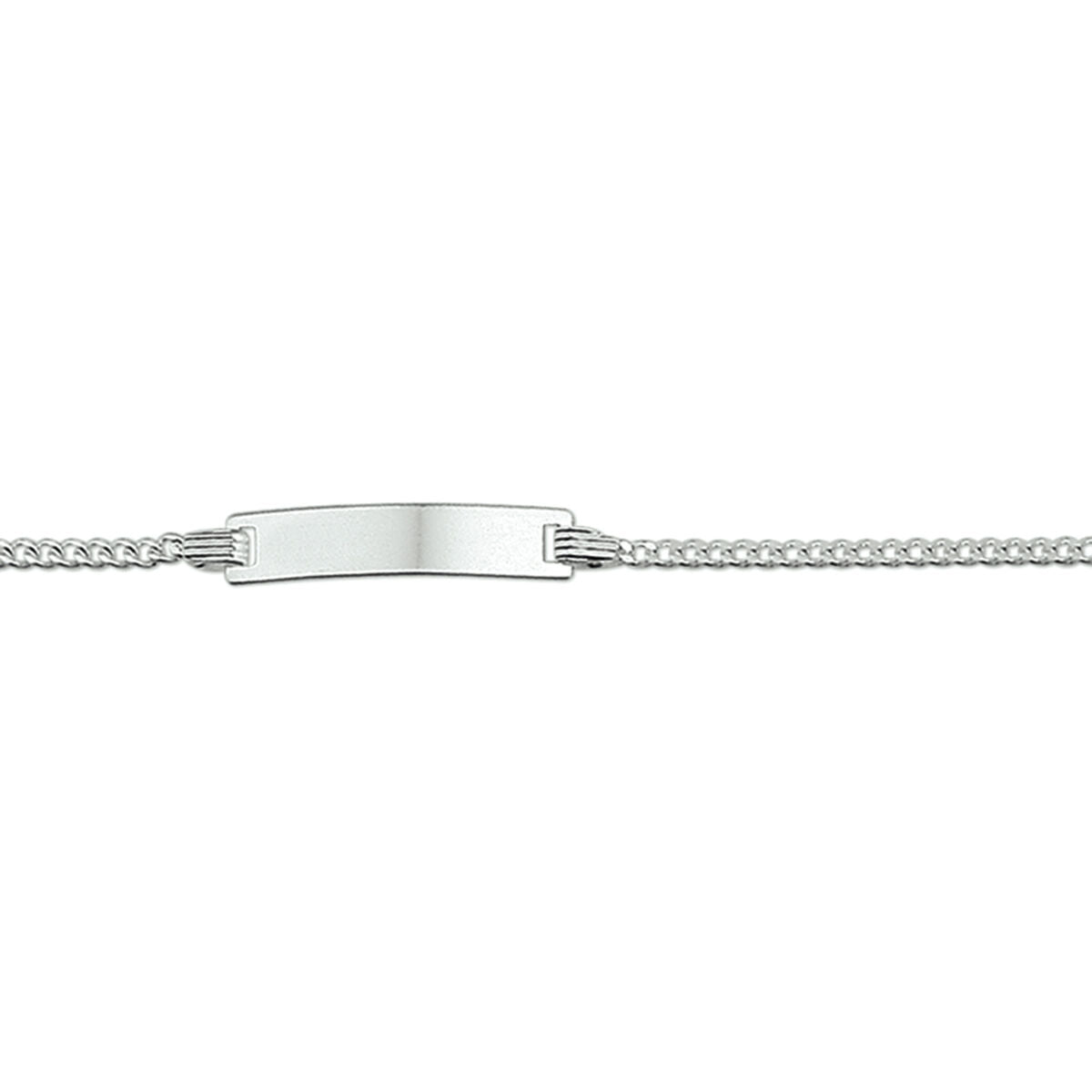 Gravierte Gourmette-Armband mit 4-seitigem, geschliffenem Plättchen und feinem Gliederdesign