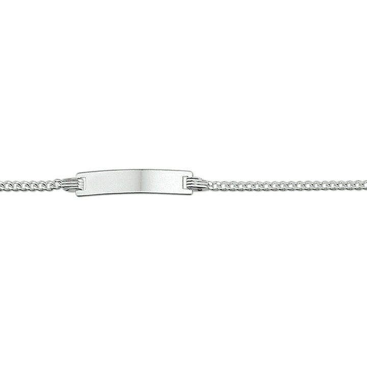 Gravierte Gourmette-Armband mit 4-seitigem, geschliffenem Plättchen und feinem Gliederdesign