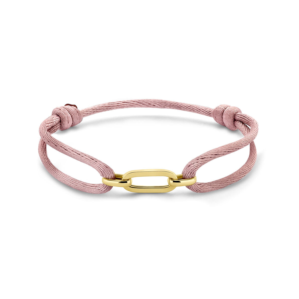 Armband aus satin in zartem Rosa mit 14K goldener Schließe und Gummi/ Nylon/ Leder-Elementen