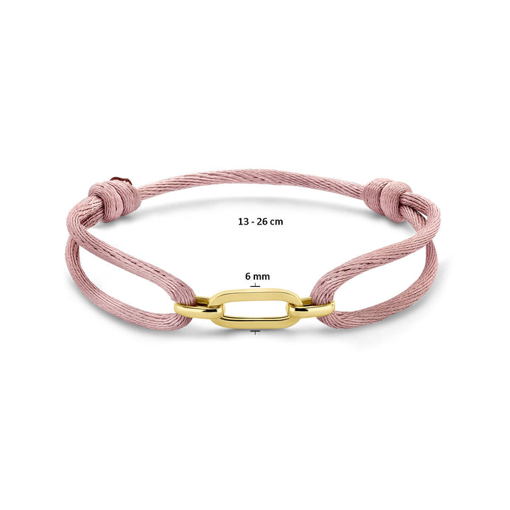 Armband Satin zartrosa 13 - 26 cm 14K Gold mit Kautschuk/Nylon/Leder