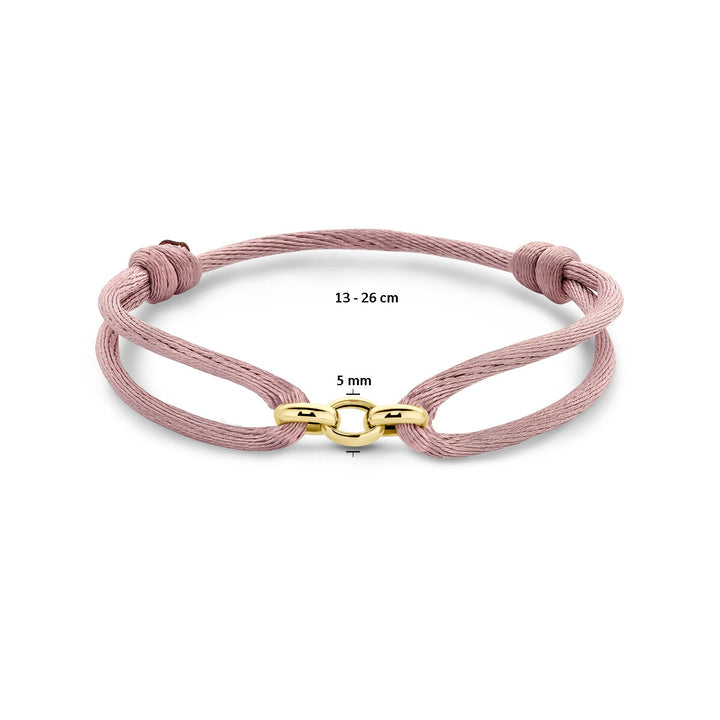 Armband Satin zartrosa 13 - 26 cm 14K Gold mit Kautschuk/Nylon/Leder