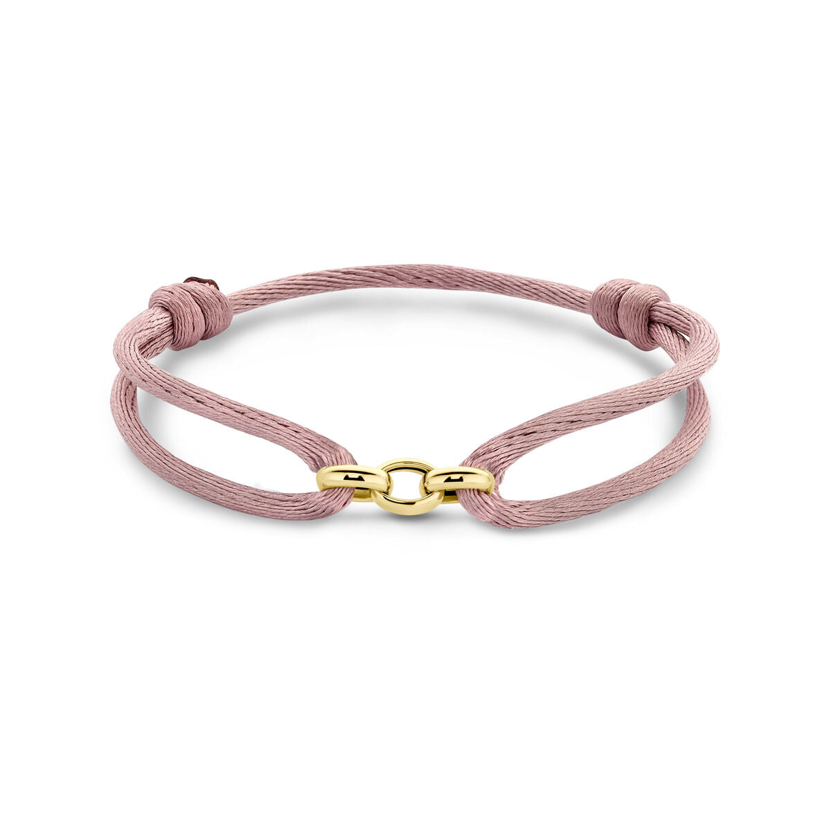 Armband aus satin in zartem Rosa, 14K Goldverschluss, mit Gummi/Nylon/Leder, verstellbar von 13 bis 26 cm