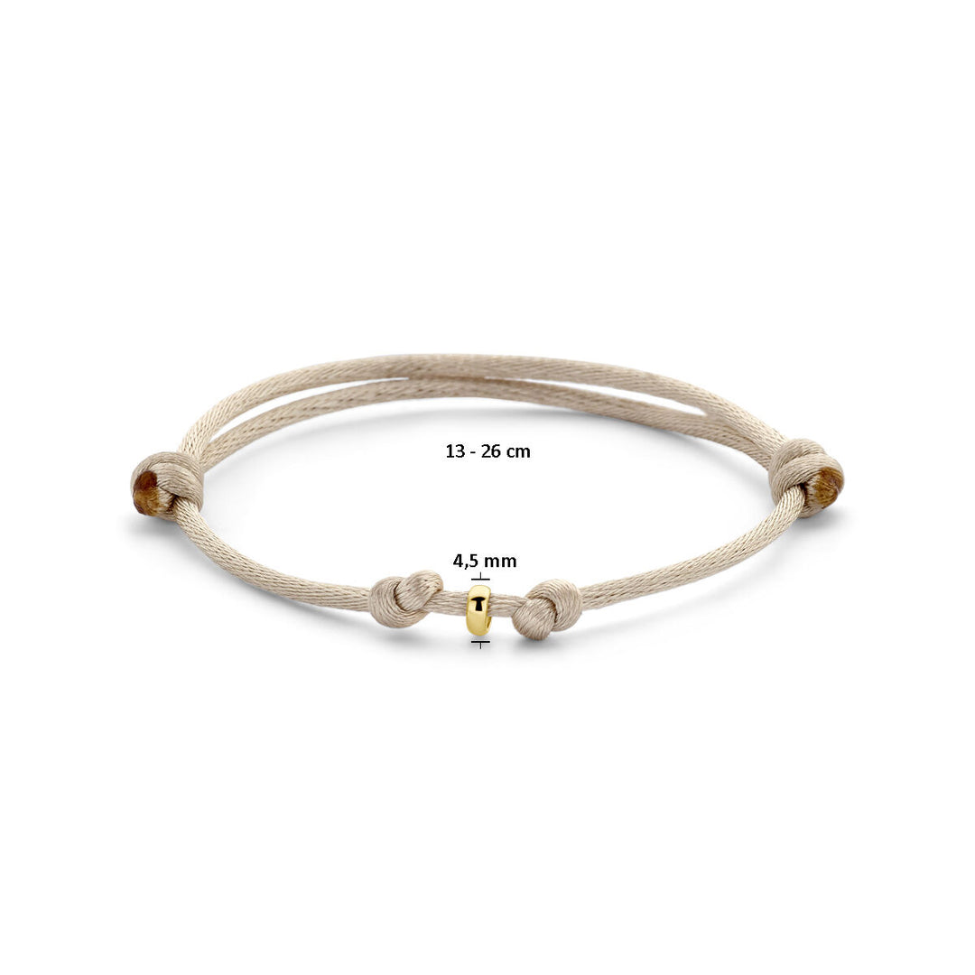 Armband satinbeige 13 - 26 cm 14K Gold mit Kautschuk/Nylon/Leder