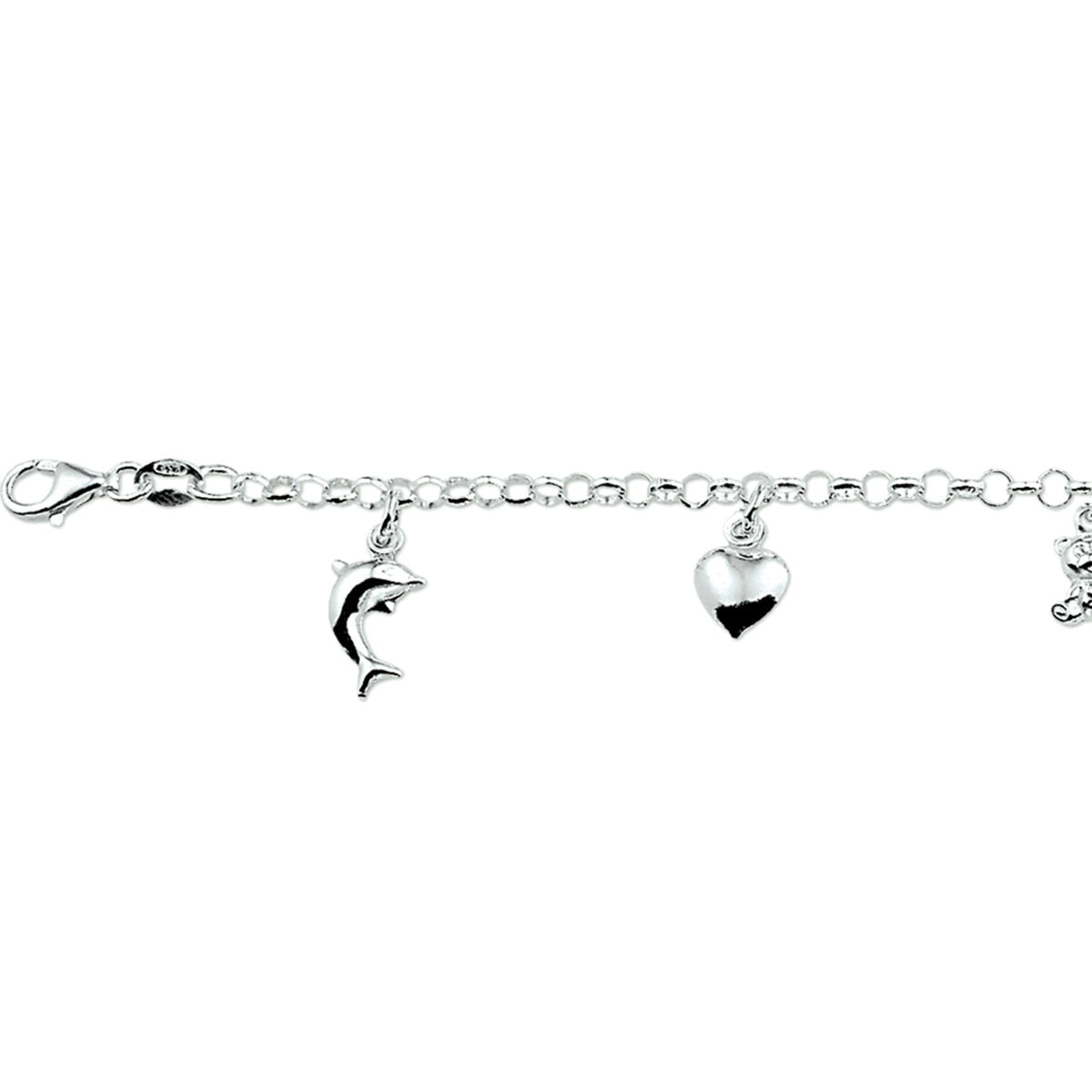 Armband verschiedene Charms 15 cm Silber rhodiniert
