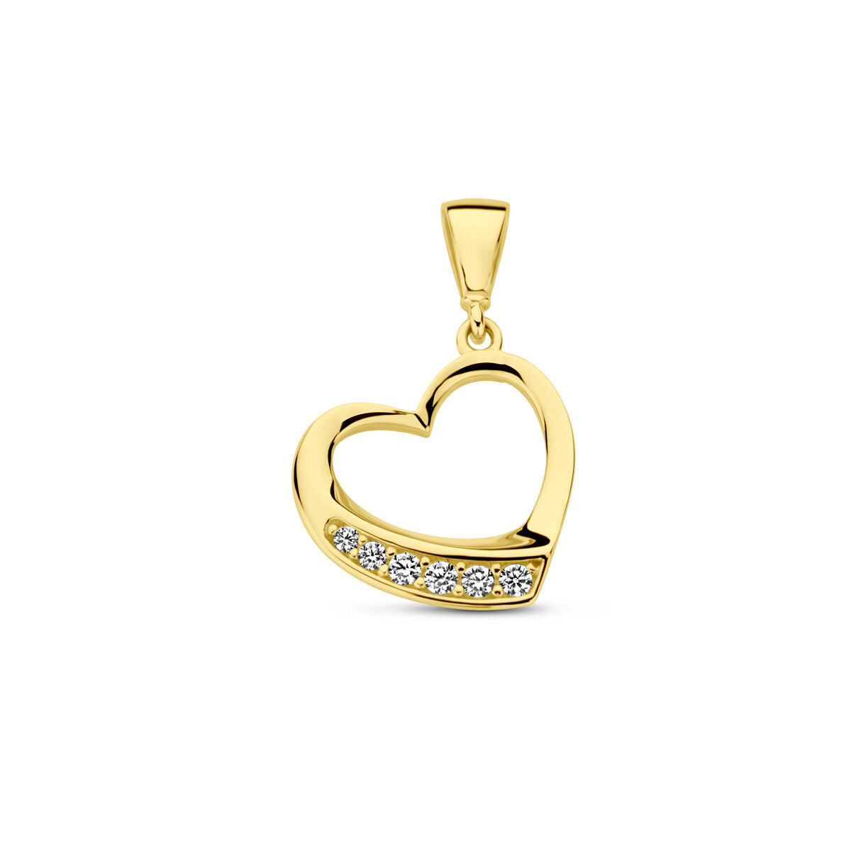 Hänger in Herzform aus 14K Gelbgold mit Zirkonia-Steinen