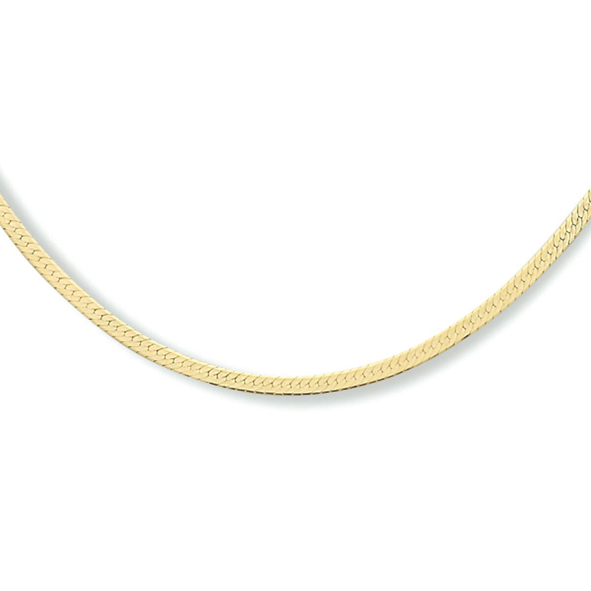 Flaches Schlangencollier mit 2,0 mm Breite, vergoldet in Gelb, Länge 40 + 4 cm