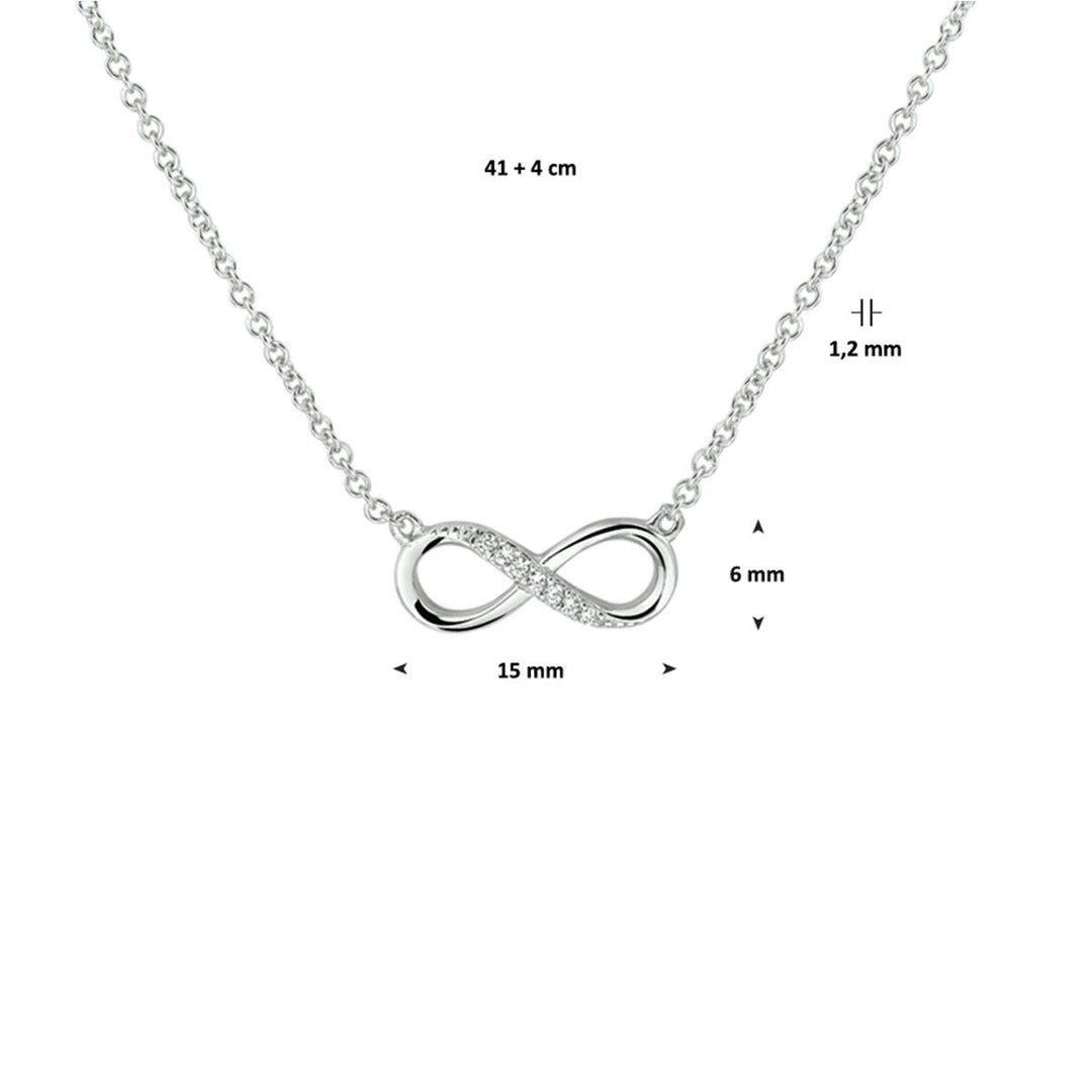 Silberkette Damen Infinity Zirkonia rhodiniert
