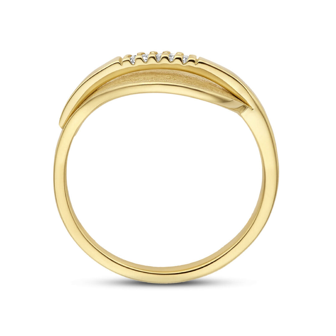 Ringblatt mit zerkratztem Diamant, 0,025 ct, H SI, 14 K Gelbgold