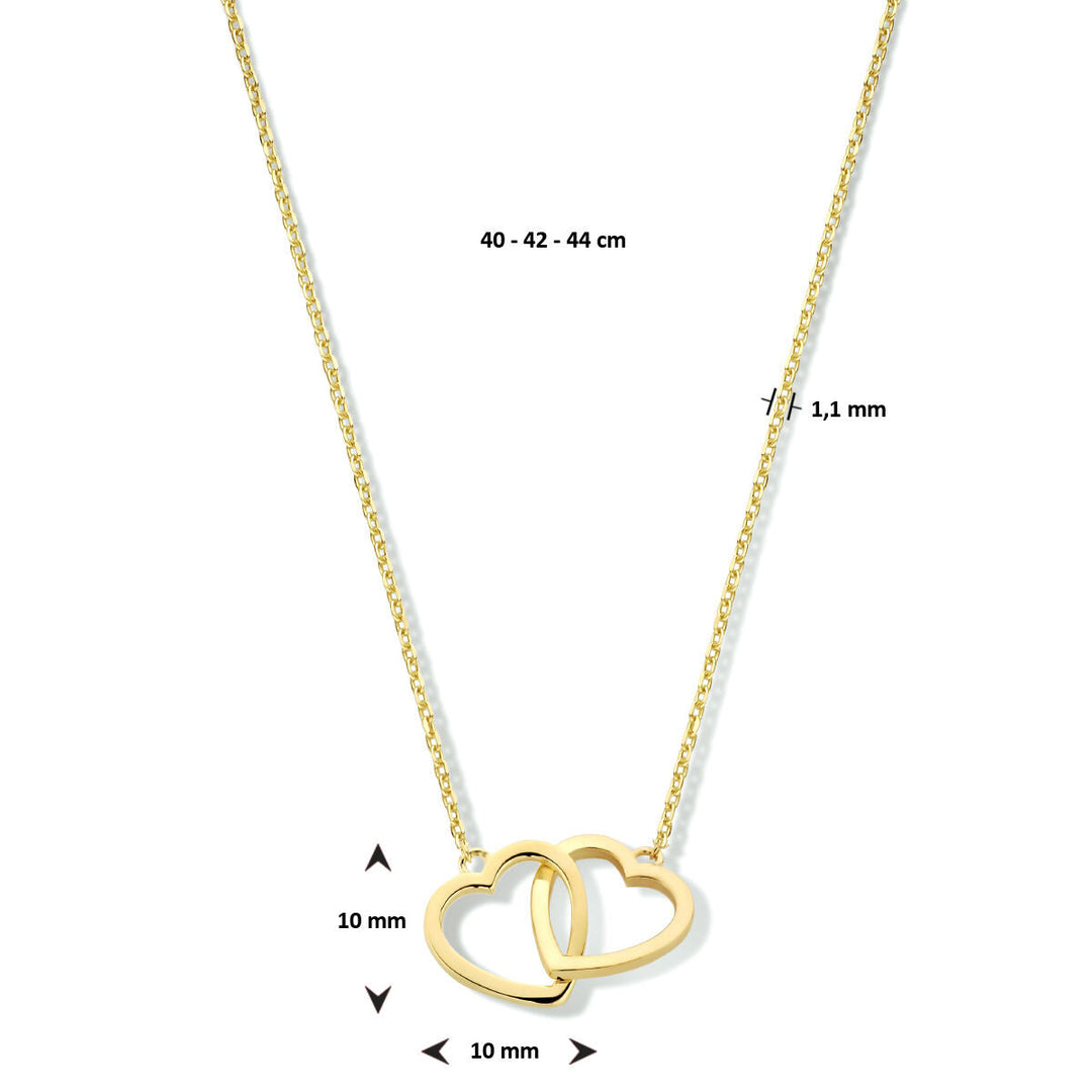 Halskette Herzen 40 - 42 - 44 cm 14K Gelbgold