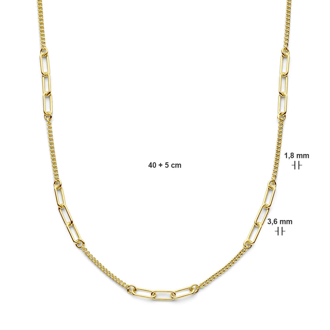 Goldene Damenkette Gourmette und Büroklammer 3 Mikron Silber vergoldet (gelb)