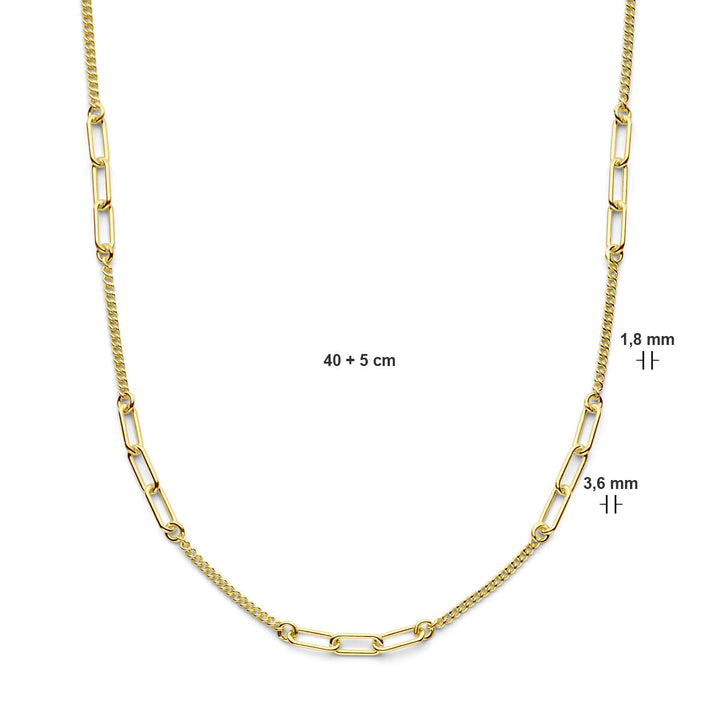 Goldene Damenkette Gourmette und Büroklammer 3 Mikron Silber vergoldet (gelb)