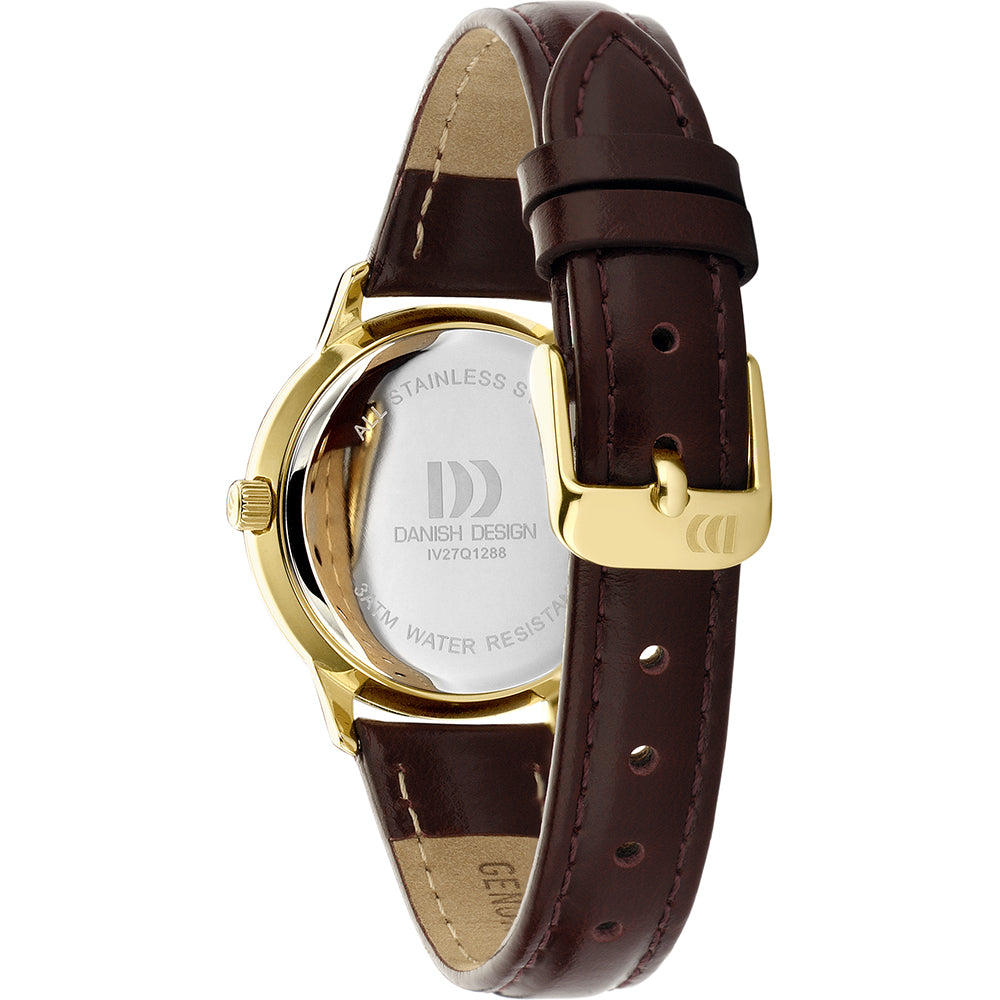 Dänische Design-Damenuhr mit burgunderfarbenem Zifferblatt – IV27Q1288
