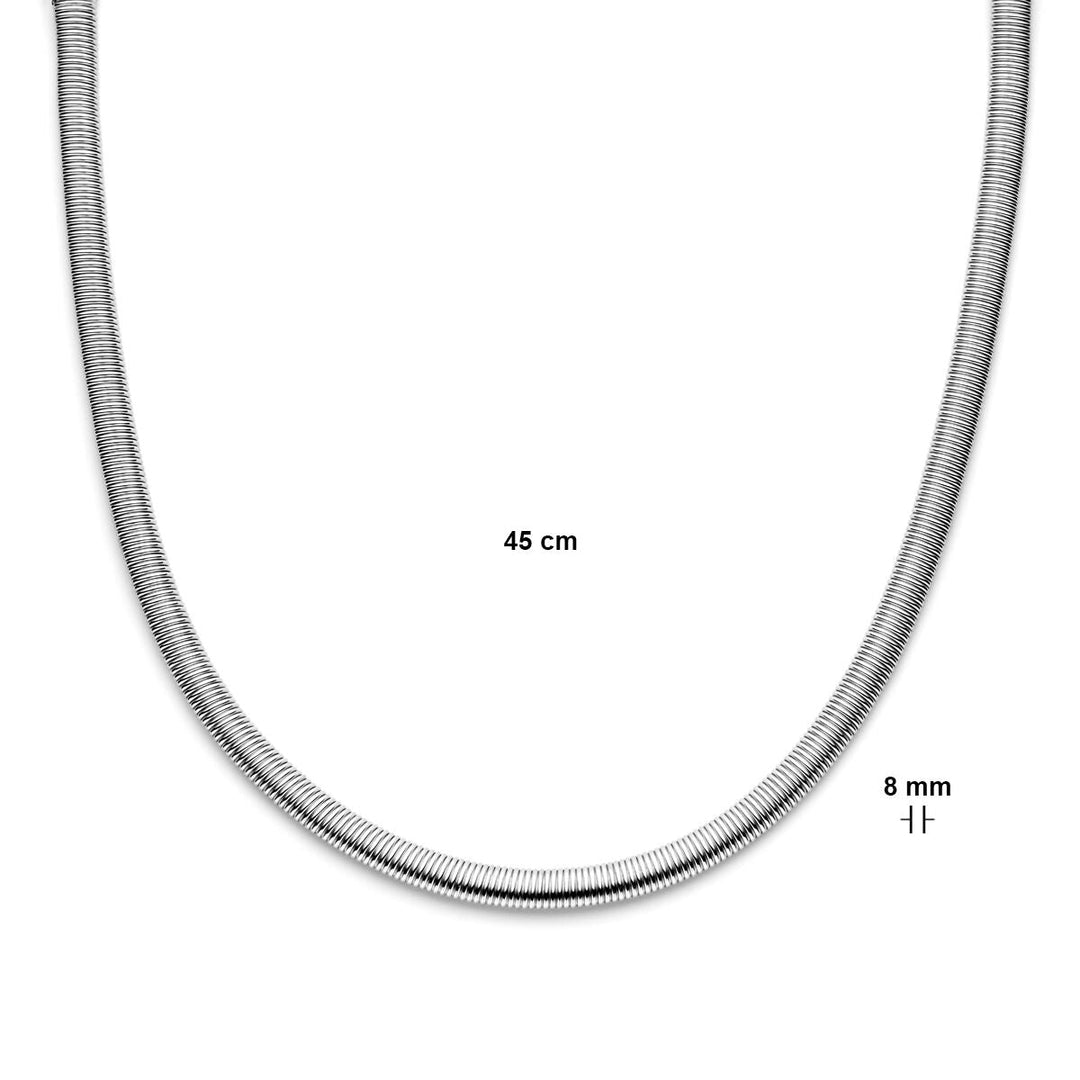 Halskette 8,0 mm 45 cm mit großem Karabinerverschluss Silber rhodiniert