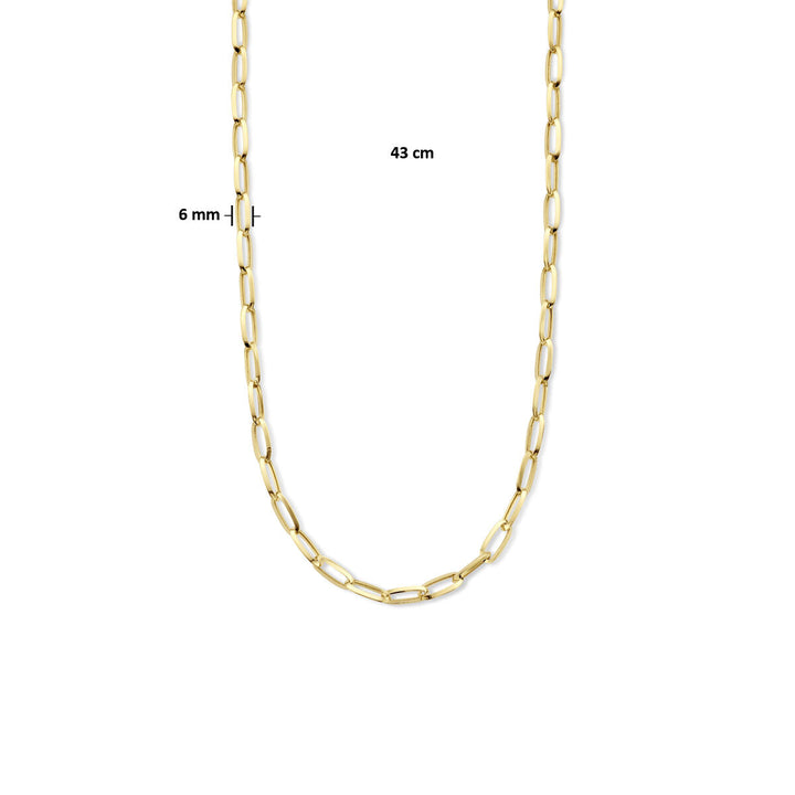 Halskette Büroklammer spitzes Rohr 6,0 mm 43 cm 14K Gelbgold