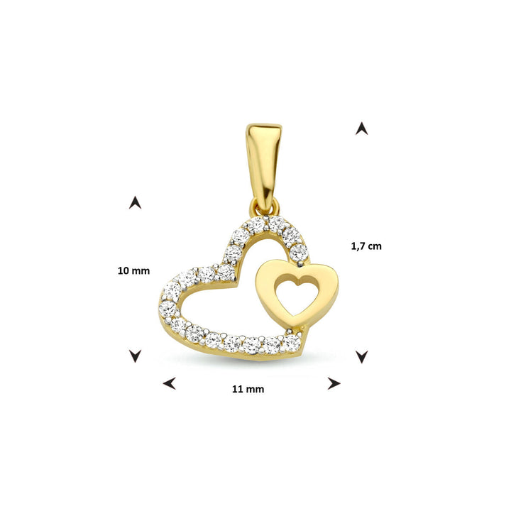 Anhänger Herzen Zirkonia 14K Gelbgold