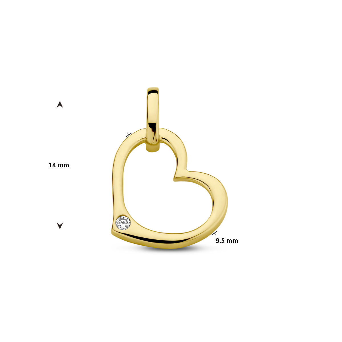 Anhänger Herz und Diamant 0,01 ct h p1 14 K Gelbgold