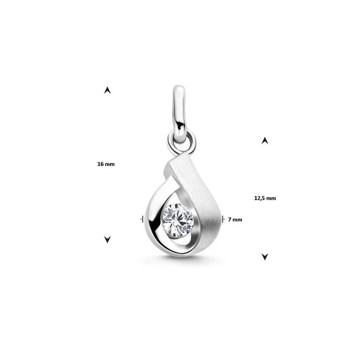 Anhänger Zirkonia Poly/Silber matt rhodiniert