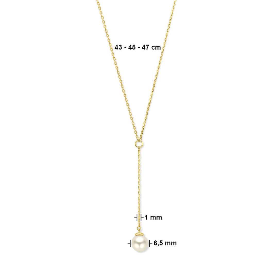 Y-Halskette Perle 14K Gelbgold
