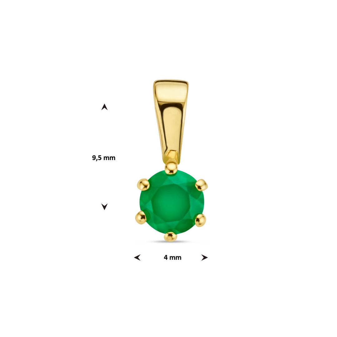 Anhänger grüner Achat 14K Gelbgold