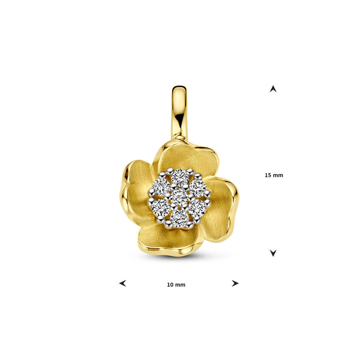 Anhänger Blume und Diamant 0,11 ct h si 14K Bicolor-Gold gelb/weiß