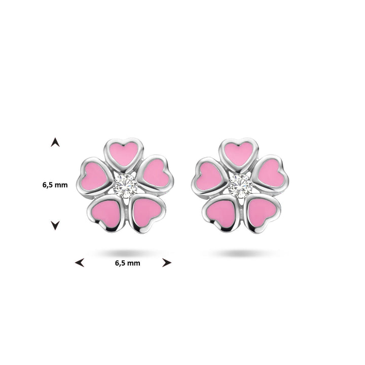 Ohrstecker Blume Zirkonia Silber rhodiniert